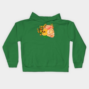 Full Bloom | Butterfly loves oranges Kids Hoodie